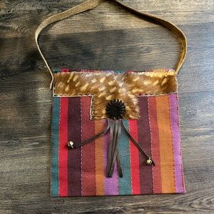 Southwestern Serape Textile Shoulder Bag Boho Festival Purse